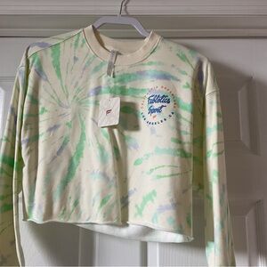 Fabletics Kids Spiral Tie-Dye Sweatshirt - Green and Cream